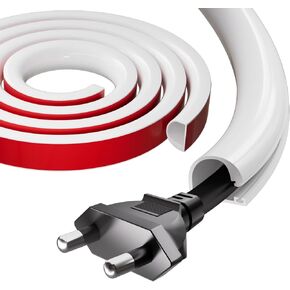 39" Silicone Cord Hider for Wall Mount TV,Self-Adhesive Cable Hider for 1 Cord(1/4" Diameter),Cable Management Under Desk,Cord Organizer,Cable Raceway Home & Office Trim,Cord Concealer Channel,White