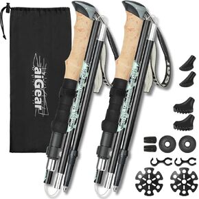 aiGear Lightweight Trekking Poles, 2 Pack Adjustable 7075 Aluminum Hiking Poles with Anti-Shock, EVA Foam Grips, Quick Lock System & 4 Terrain Tips (41.3" to 49.2")