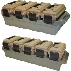 MTM AC4C Ammo Crate (4-Can) Brown, 30 Caliber & MTM AC5C 5-Can Ammo Crate Mini (Forest Green/Black)