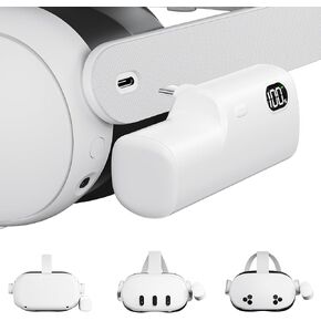Battery Pack for Meta Quest 3/3S and 2, Accessories for Oculus Quest 2/3/3S, 5000mAh Extended Battery Charger Lightweight VR Accessories VR Headset Power Bank Extra 2-4H Playtime