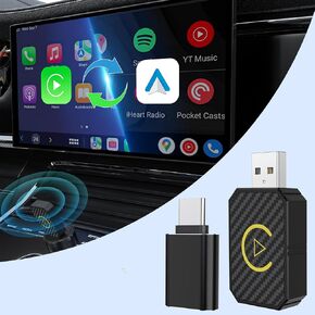 Mini Android Auto and Wireless CarPlay Adapter Convert Factory Wired to Wireless Dongle, USB CarPlay Wireless Stick AA Adapter for iOS 12+/Android No Delay