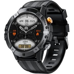 Gravity C29 Rugged Smart Watch, 1.52-Inch HD Display, 100+ Sports Modes, 7-10 Days Battery Life, AI Voice Assistant, 1 ATM Waterproof, Heart Rate & Sleep Monitoring, Shockproof (Black)