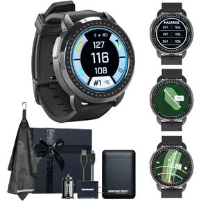 Bushnell Golf iON Elite GPS Smartwatch (Black) | 38,000 Courses, Slope Compensation, Hazard Info, Color Touchscreen, Distance Calculator, Magnet Mount, Scorekeeping | Signature Series Power Bundle