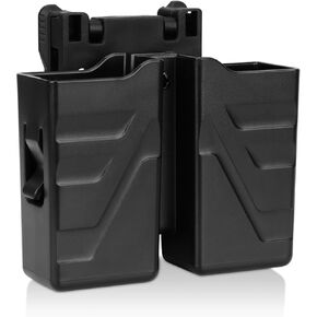 Double Magazine Holster, Universal Magazine Holder fits 9mm/.40 Dual Stack Mag, Magazine Pouch with Belt Clip for Glock/S&W/Ruger/Sig Sauer/Taurus/CZ/Walther Upgraded Solid Polymer Material