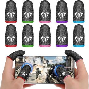 10pcs Mobile Phone Gaming Finger Sleeves, Breathable Smooth Feel Gamer Compression Support Thumb Cover Anti-Sweat Mobile Gaming Stabilizer fit All Touchscreen Phone Tablet Devices