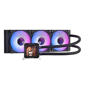 darkFlash DV360S All-in-one Liquid CPU Cooler, 3.2" LCD Screen with 320 * 320 Resolution, ARGB Sync, PWM Fans 360mm Radiator, CPU PC Aio Cooler Compatible with Intel 1851/1700, AMD AM4/AM5 (Black)