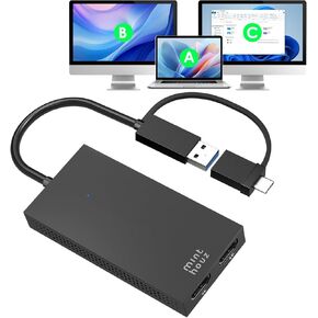 USB C to Dual HDMI Adapter - Universal Video Graphics Adapter for Thunderbolt 5/4/3, USB 4, USB-A/C, Mac and Windows, USB 3.0 to 4K@30Hz &1080p@60Hz HDMI Extender for Windows & MacBook M1/M2/M3/M4
