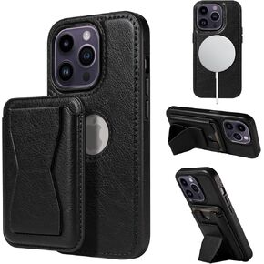 for iPhone 15 Case Leather, 2 in 1 Detachable,Compatible with MagSafe,with Card Holder, PU Leather Kickstand Card Slots Case 6.1" Blue