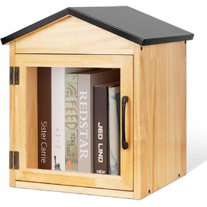 Outdoor Library Box Literature Exchange Box Outdoor Book Storage Little Wood Cabinet for DIY, Neighborhoods Community and Schools Sharing Books, Literature and Newspapers (20x14x21 Inch)