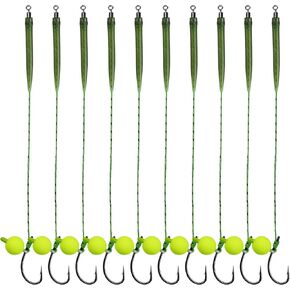 Carp Fishing Hair Rigs Carp Fishing Gear with Braided Thread Line, Carp Fishing Hooks Size 2/4/6/8, Swivel Snaps and Artificial Carp Boilie Eggs