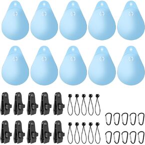 KOMCLUB Boat Cover Water Bags 10 Packs Mooring Kit Heavy Duty PVC Light Blue Water Bag, Equipped with Waterproof Clamping Rope and Climbing Buckle, Suitable for Boats, Outdoor Photography and Camping
