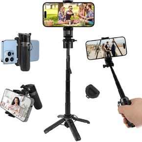 Wovte Mini Selfie Stick Trans مع جهاز تحكم عن بعد قابل للفصل اللاسلكي ، 4 في 1 في حجم الجيب ، عصا سيلفي من أجل iPhone ، والهاتف الخلوي للتقاط الصور ، والبث المباشر ، وتسجيل الفيديو