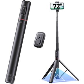 72" Phone Tripod Selfie Stick, Extendable Tripod for iPhone with Remote, Portable Cell Phone Tripod Stand for Video Recording All-in-1 Travel Smartphone Tripod Compatible with iPhone 16/15/14/Android