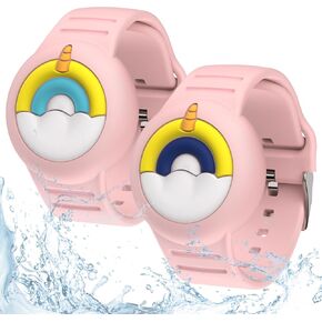 Airtag Bracelets for Kids，Waterproof Air tag Watch Bracelets for Kids-Soft Silicone Hidden Air tag Wristband Lightweight GPS Tracker Holder Watch Band for Child Cartoon [2 Pack]