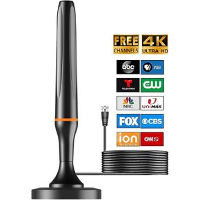 Digital TV Antenna for Smart Tv Indoor, 360 Reception Digital HDTV Antenna for Local Channels, Supports 1080P and 4K, Strong Magnetic Base (Orange)