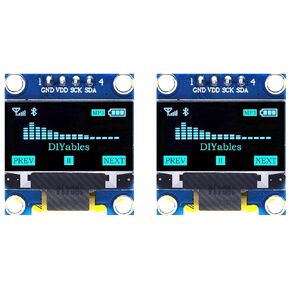 OLED I2C Display 0.96 inch 128x64 for Arduino, ESP32, ESP8266, Raspberry Pi, 2 Pieces (1pcs Blue + 1pcs White)