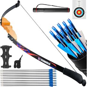 54" Recurve Bow and Arrow Adult - Traditional Wood Takedown Recurve Bow with Lightweight Design, Archery Bow for Adults, Youth, Beginner Hunting, Training Practice (40lbs)