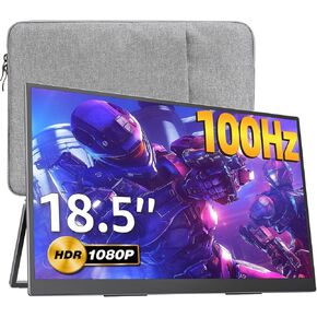 Portable Monitor 18.5 inch 1080P FHD 100Hz 125% sRGB HDMI USB-C Large Portable Monitor for Laptop MacBook Xbox PS4/5, Travel Monitor with Kickstand, VESA Compatible