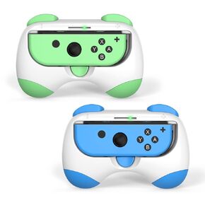 Joy Con Comfort Grips for Nintendo Switch/OLED, 2 Pack Handle Case Game Accessories Kit, Extra Remote Controllers Cover Hand Holder Set, Green Blue, Support Attachment Compatible, Gift for Kids