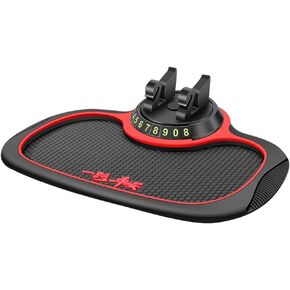 Keenso Car Dashboard Anti Slip Mat, 360 Degree Rotating Phone Holder Rubber Pad for Phones Sunglasses Keys (Non-slipmatrededge-withhiddennumberbracket) (Keensom891wzen72-23)