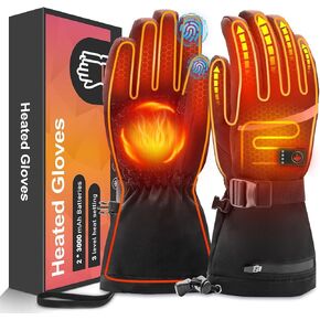 Heated Gloves for Men Women, Rechargeable Hand Warmer Gloves with Touchscreen, Waterproof Electric Heated Ski Gloves for Winter Outdoor Work Hunting Camping Snowboarding Hiking Raynaud