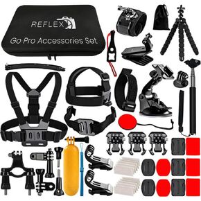 Reflex Camera 50 in 1 Action Camera Accessories Kit, compatible with the new GoPro Hero 13 and Hero 9-12, DJI Osmo Action 2, 3, 4, Pro 5, Insta360 X2, X3, Akaso/Sony Sports Cameras in a durable case