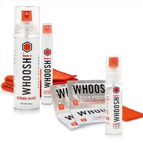 WHOOSH! Screen Cleaner Spray & Eyeglass Cleaner Spray Bundle | 3.4, 1 & 0.3 fl oz + 2 Microfiber Cloths (6x6) + 1 Microsuede Cloth (6x6) + 2 Wet Wipes