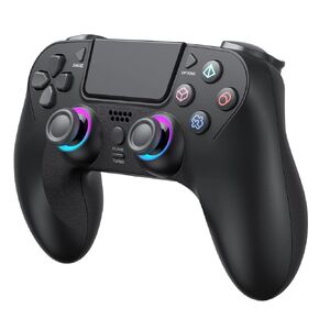 وحدة التحكم اللاسلكية لـ PS4 ، وحدة تحكم اللعبة متوافقة مع PS4/Slim/Pro/PC ، عصا التحكم في ألعاب Gamepad مع RGB LED/Dual Vibration/6 Axis Gyro Sensor/950 Mah Battery/Touch Bane