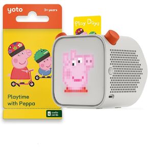 Yoto Player (3rd Gen.) + Playtime with Peppa Bundle – Kids Bluetooth Audio Speaker, All-in-1 Screen-Free Device Plays Stories Music Podcasts Radio White Noise Thermometer Nightlight Ok-to-Wake Clock