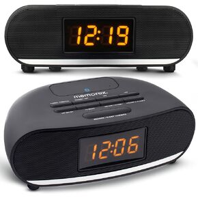 Memorex MX-CR160 Bluetooth Clock Radio with USB Charging | FM PLL Radio with 20 Presets, Dual Alarm, Snooze, Sleep Timer, 0.9" LED Display, Battery Backup | Digital Alarm Clock with Wireless Streaming