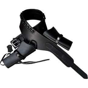 Hulara Genuine Leather Western Gun Belt Concealed Carry Gun Holster Belt for Men Women Cowboy Costume Revolver Holster Pistol Tactical Hoslter .38/.357 Cal Revolver Holster