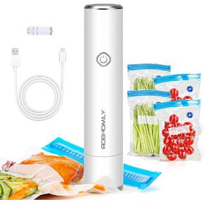 Handheld Vacuum Sealer for Food，Cordless Vacuum Sealer Machine with 5 Pcs Sealer Bags for Food Preservation & Fresh – White
