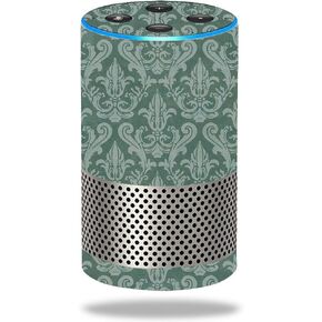 Mayyskins Skin متوافق مع Amazon Echo (2nd Gen) - Teal Damask | غلاف الالتفاف الواقي ، الدائم ، والفريد من نوعه | من السهل تطبيق الأنماط وإزالتها وتغييرها | صنع في الولايات المتحدة