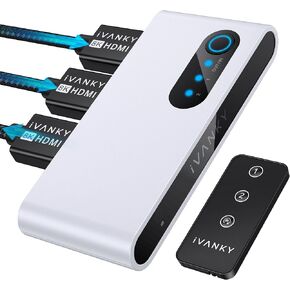 IVANKY 8K HDMI Switch 4K@120Hz Bi-Directional 8K HDMI 2.1 Switch with Remote 2 in 1 Out, 1 in 2 Out (1 Display at a Time) HDR 3D 8K@60Hz for Xbox Series, PS5/PS4/PS3, Roku, Apple TV, PC, Fire Stick