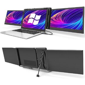 Alecewey Portable Monitor for Laptop Screen Extender Dual Monitor 12 Inch FHD 1080P IPS Display USB-A/Type-C/HDMI/Speakers for 13-16 Inch Computer Mac Windows Phone