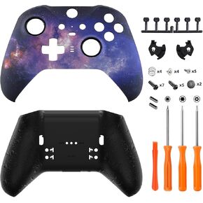 eXtremeRate Nebula Galaxy Patterned Faceplate Shell + Textured Black Bottom Shell for Xbox Elite Series 2, Elite Series 2 Core Controller - Wood Grain