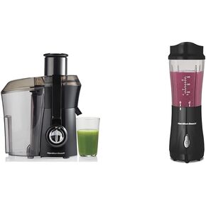 Hamilton Beach Juicer Machine, Big Mouth Large 3" Feed Chute for Whole Fruits and Vegetables & Portable Blender for Shakes and Smoothies with 14 Oz BPA Free Travel Cup and Lid
