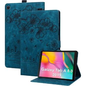 Case for Samsung Galaxy Tab A 8.0 Case 2019 (SM-T290 / T295) PU Leather Magnectic Cover Folio Stand Shell with Pencil Holder Card Pocket-Purple