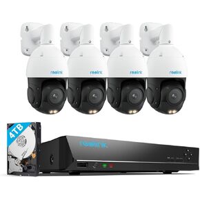 REOLINK 4K PTZ Surveillance System, 4Pcs 4K PoE Security Cameras with 3D 5X Optical Zoom RLC-823S1 Bundle with 16CH NVR RLN16-410, Secure 24/7 Local Storage, Auto Tracks, Human/Vehicle/Pet