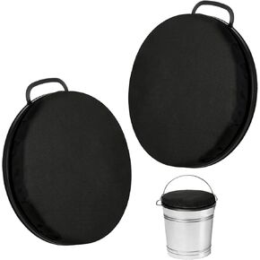 2 Pcs 5 Gallon Bucket Seats Bucket Lid, 360 Degree Swivel Bucket Seat 2 Inch Thick Black Padded Cushion Lid with Waterproof Cover for Dove Duck Hunting Fishing Baseball Gardening and Camping