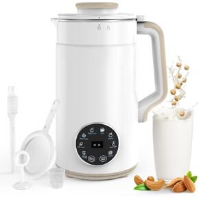 Automatic Nut Milk Maker Machine - 40oz Soy Milk Maker with 12 Blades | 9 in 1 Homemade Almond Oat Coconut Juice Plant Based Milk Maker with Delay Start, Keep Warm, Self-Cleaning, Boil Water