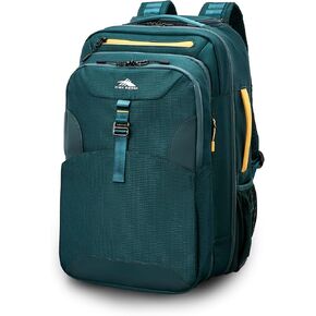 High Sierra Hi-Life 3-in-1 Convertible Wheeled Backpack - Features Removable Daypack, Stack-It Strap, Adjustable Handle, Fleeced Pocket For Scratch Protection, Dual Water Bottle Pockets - Green/Yellow