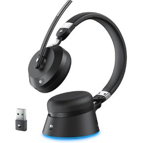 Wireless Headset with Mic for Work, Bluetooth Headset with Microphone (Noise Cancelling) & USB Dongle, Wireless Headphones with Mic for Work/Home/Office/PC/Computer/Call Center/Laptop/Teams/Skype/Zoom