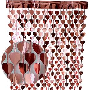 Prudance 2Pcs Red Heart Foil Fringe Curtain,Sequin Love Heart Curtain Photo Backdrop Props Suitable for Birthday Party Valentine's Day Bachelorette Engagement Wedding Decor.(3.3 x 6.6 Ft) in Kuwait