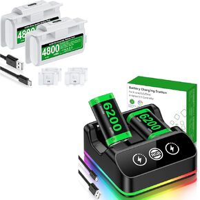2x 6200MWH بطارية Xbox+2x 4800MWH حزمة البطارية W 4 تغطي