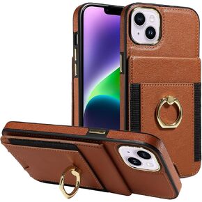 للحصول على محفظة iPhone 16 Plus (6.7 بوصة) مع حامل بطاقة الائتمان وحامل حلقة الدوران 360 درجة ، RFID Flip Leather Coverbroof Cover-Blue
