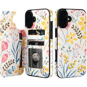 HAOPINSH for iPhone 16 Plus Case Wallet with Card Holder, White Leopard Cheetah Pattern Back Flip Folio PU Leather Kickstand Card Slots Case for Women Girls, Double Magnetic Clasp Shockproof Case 6.7"