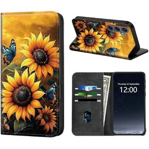 محفظة حقيبة الهاتف لـ Samsung Galaxy S25 Ultra و Blue Moon Butterfly و RFID Women Wallet معتمد