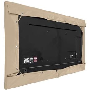 Covermates Outdoor Half TV Cover - Various Sizes, Light Weight Material, Weatherproof, Dustproof, Cinching Drawcord, Outdoor TV Covers, 55-59 Inch Screen Size, Classic Tan