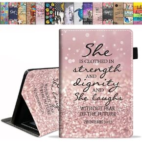 Case for Kindle Fire HD 10 Tablet 10.1" (9th/7th Generation, 2019/2017 Release) - Slim PU Leather Stand Flip Cover with Card Slot & Pencil Holder, Quote Bible Verse Psalm 46:5